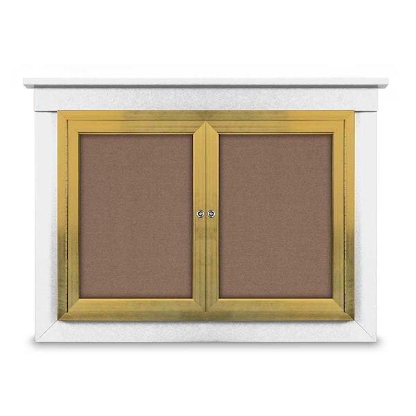 48"x36" 2-Door Enclosed Letterboard, Black Vinyl/Lt Oak